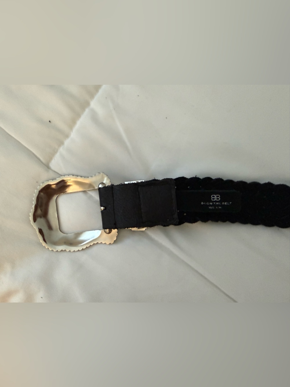 B-Low the Belt Black Braided Leather Western Belt Engraved Silver Buckle S/M - Picture 3 of 7